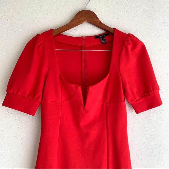 ❌SOLD❌Forever 21 Red Puff Sleeve Dress Sz S - Picture 6 of 9